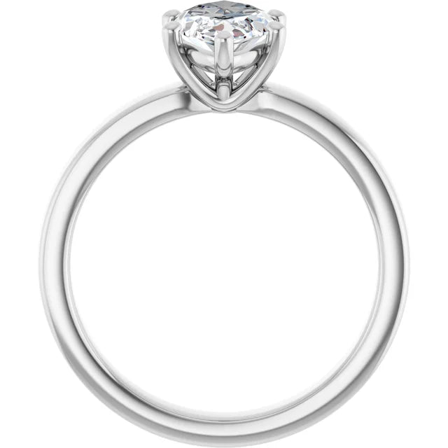 Marquise Shape Diamond Solitaire Engagement Ring in white gold side profile