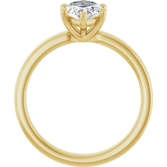 Marquise Shape Diamond Solitaire Engagement Ring in yellow gold side profile