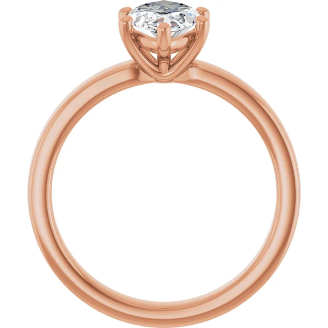 Marquise Shape Diamond Solitaire Engagement Ring in rose gold side profile