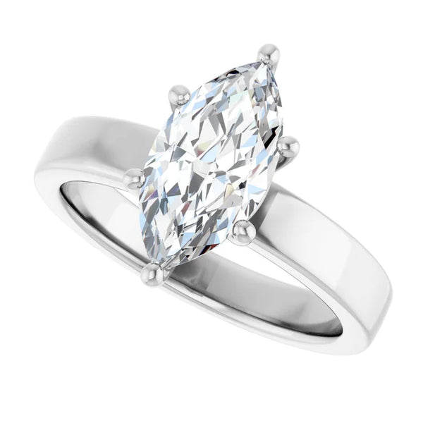 Marquise Shape Diamond Solitaire Engagement Ring in white gold
