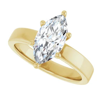 Marquise Shape Diamond Solitaire Engagement Ring in yellow gold