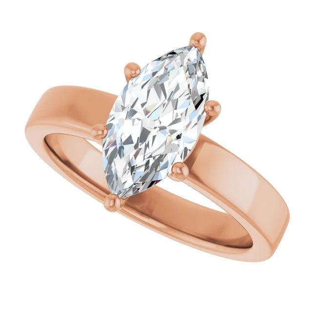 Marquise Shape Diamond Solitaire Engagement Ring in rose gold 