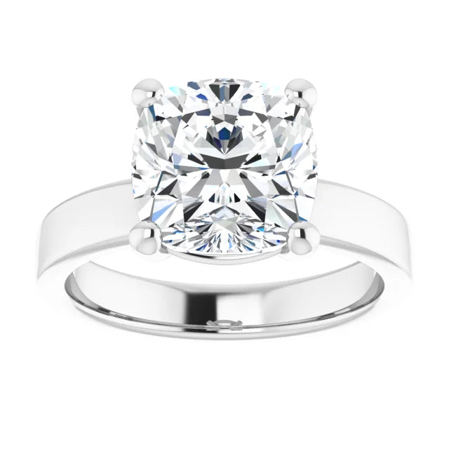Cushion Cut Diamond Solitaire Engagement Ring in white gold