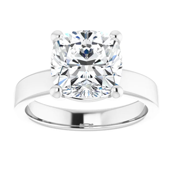 Cushion Cut Diamond Solitaire Engagement Ring in white gold