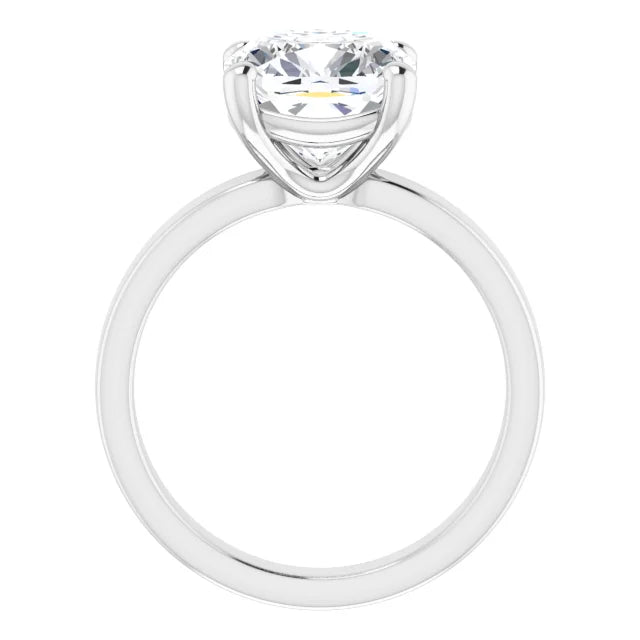 Cushion Cut Diamond Solitaire Engagement Ring in white gold side profile