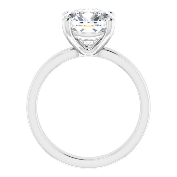 Cushion Cut Diamond Solitaire Engagement Ring in white gold side profile