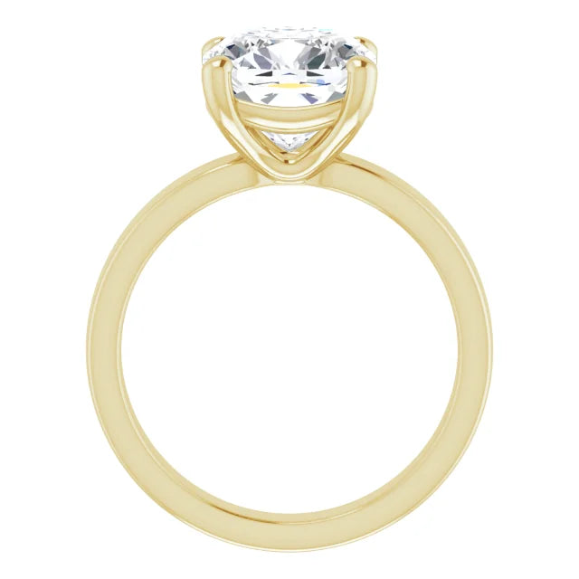 Cushion Cut Diamond Solitaire Engagement Ring in yellow gold side profile