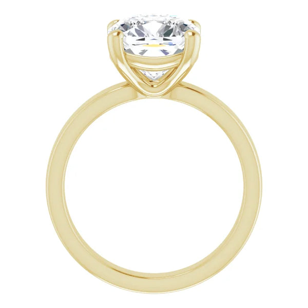 Cushion Cut Diamond Solitaire Engagement Ring in yellow gold side profile