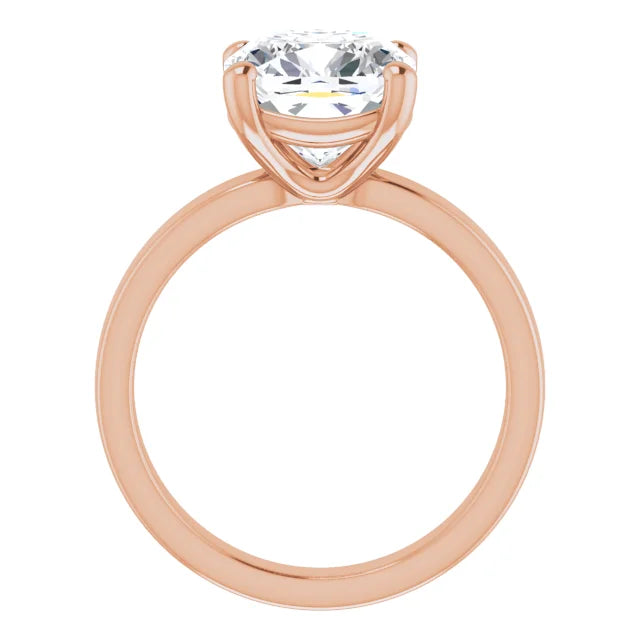 Cushion Cut Diamond Solitaire Engagement Ring in rose gold side profile