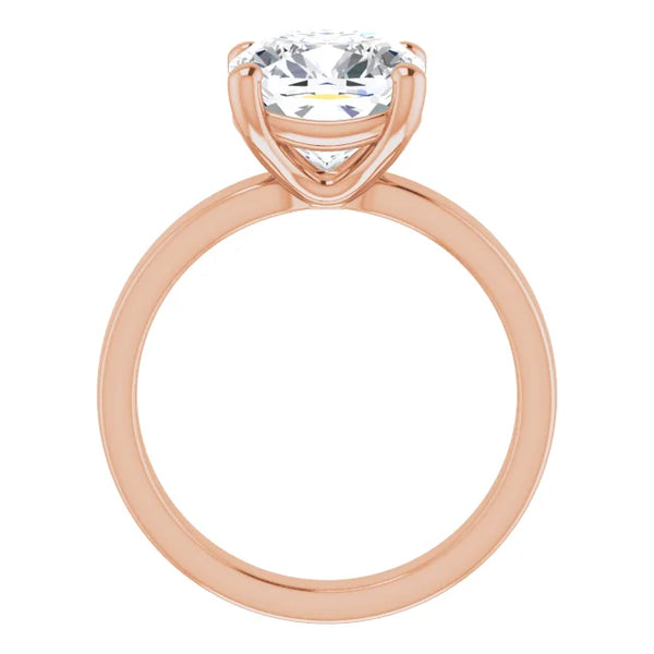 Cushion Cut Diamond Solitaire Engagement Ring in rose gold side profile