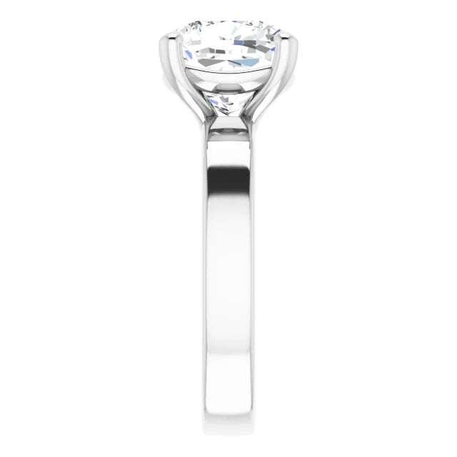 Cushion Cut Diamond Solitaire Engagement Ring in white gold side view