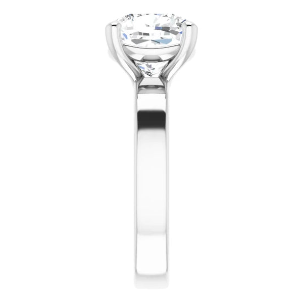 Cushion Cut Diamond Solitaire Engagement Ring in white gold side view