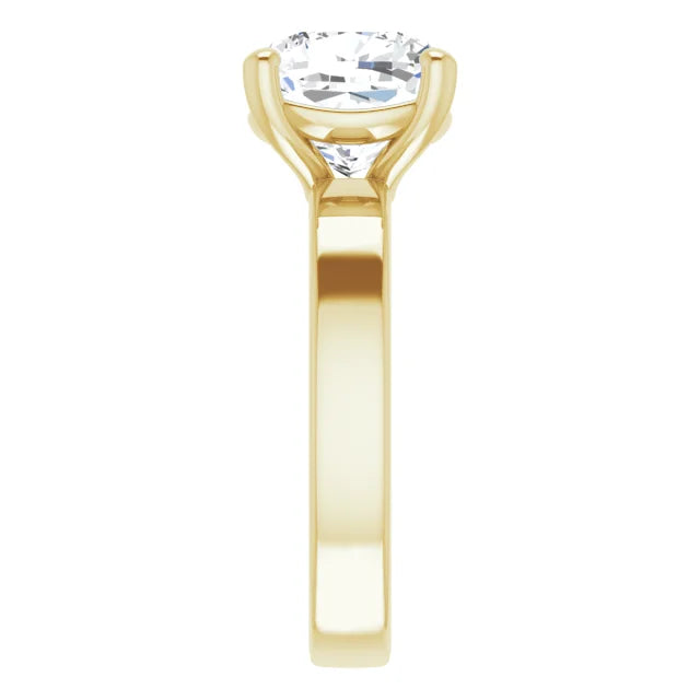 Cushion Cut Diamond Solitaire Engagement Ring in yellow gold side view