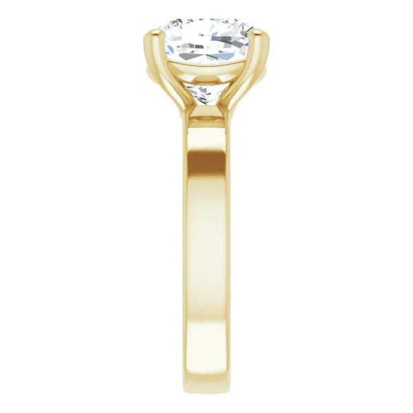 Cushion Cut Diamond Solitaire Engagement Ring in yellow gold side view