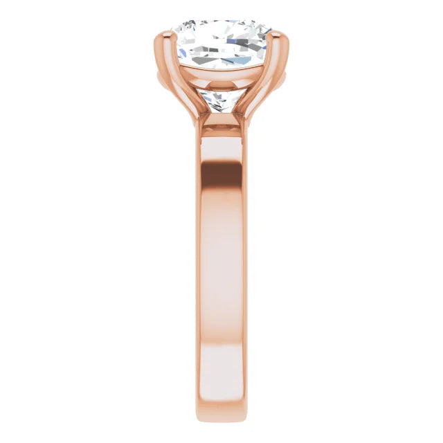 Cushion Cut Diamond Solitaire Engagement Ring in rose gold side view