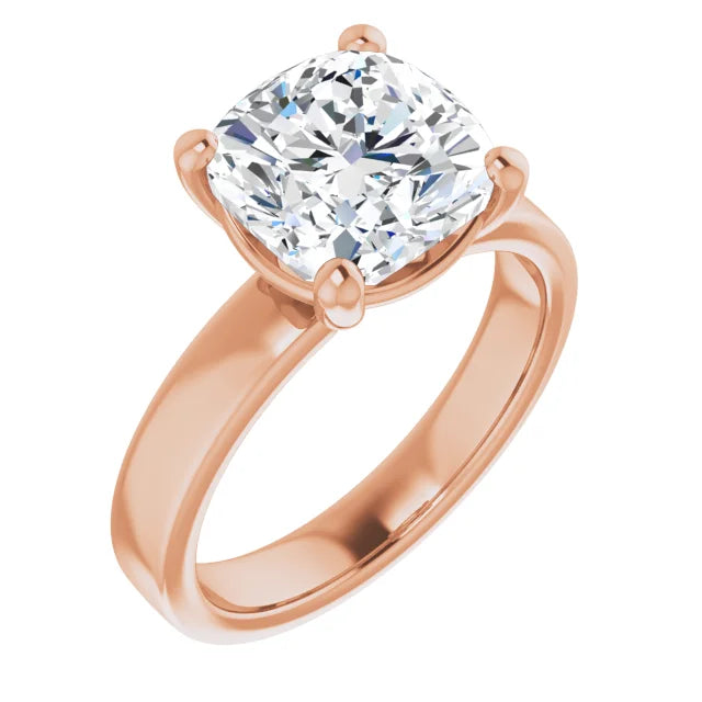 Cushion Cut Diamond Solitaire Engagement Ring in rose gold