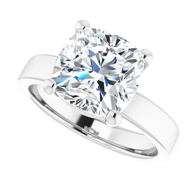 Cushion Cut Diamond Solitaire Engagement Ring in white gold