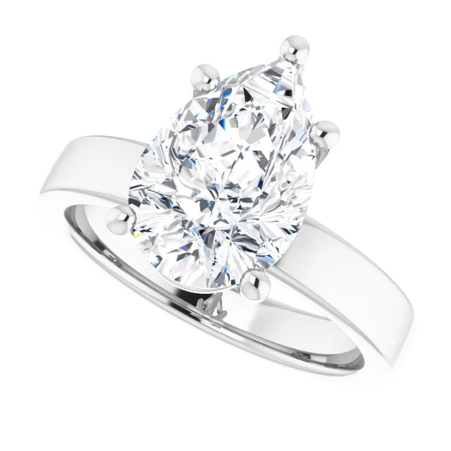 Pear cut solitaire engagement ring in white gold