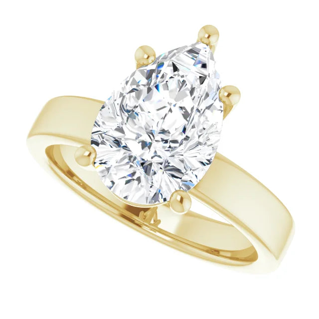 Pear Cut Solitaire Engagement Ring in yellow gold