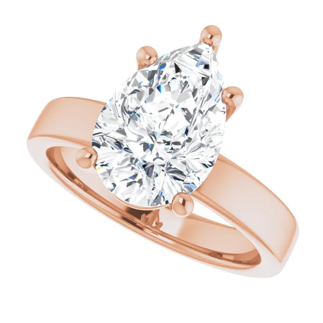 Pear Cut Solitaire Engagement Ring in rose gold 