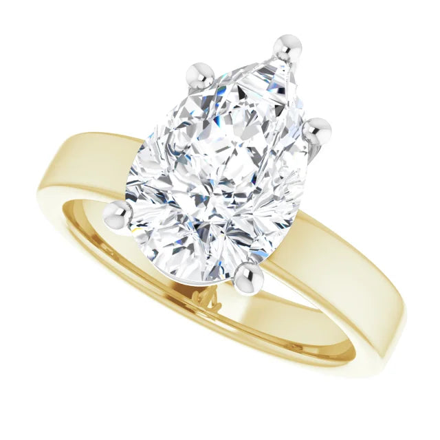Pear Cut Solitaire Engagement Ring in yellow gold