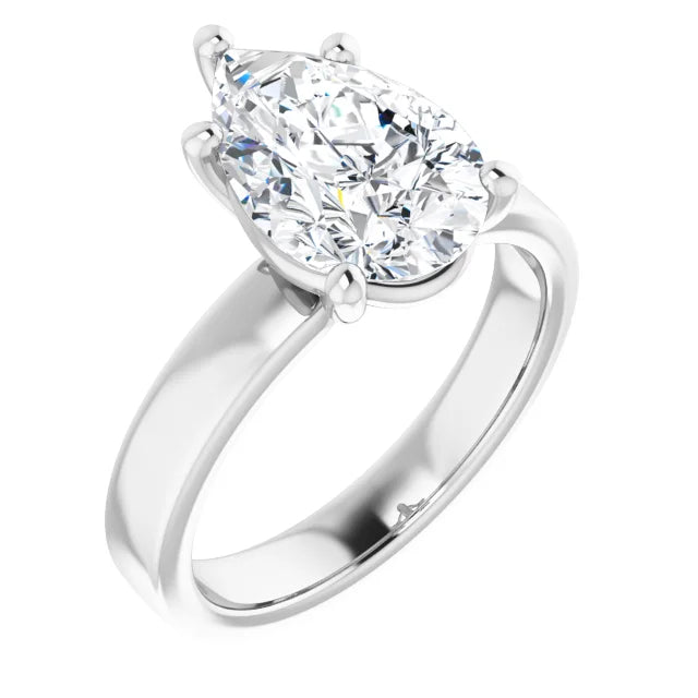 Pear Cut Solitaire Engagement Ring in white gold
