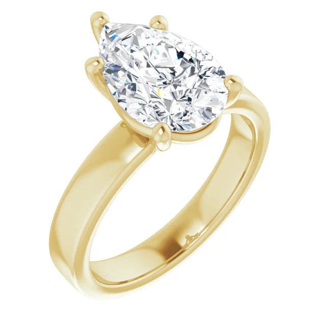 Pear Cut Solitaire Engagement Ring in yellow gold