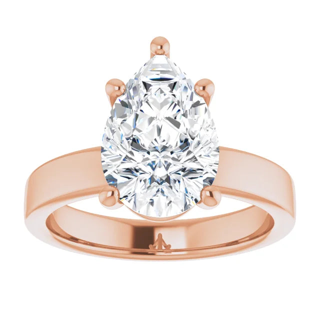 Pear Cut Solitaire Engagement Ring in rose gold 