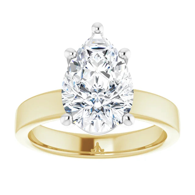 Pear Cut Solitaire Engagement Ring in yellow gold