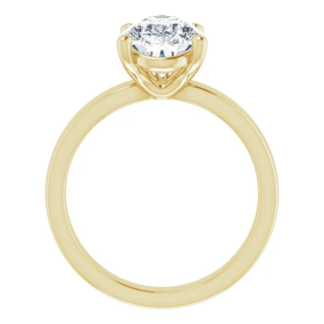 Pear Cut Solitaire Engagement Ring in yellow gold side profile