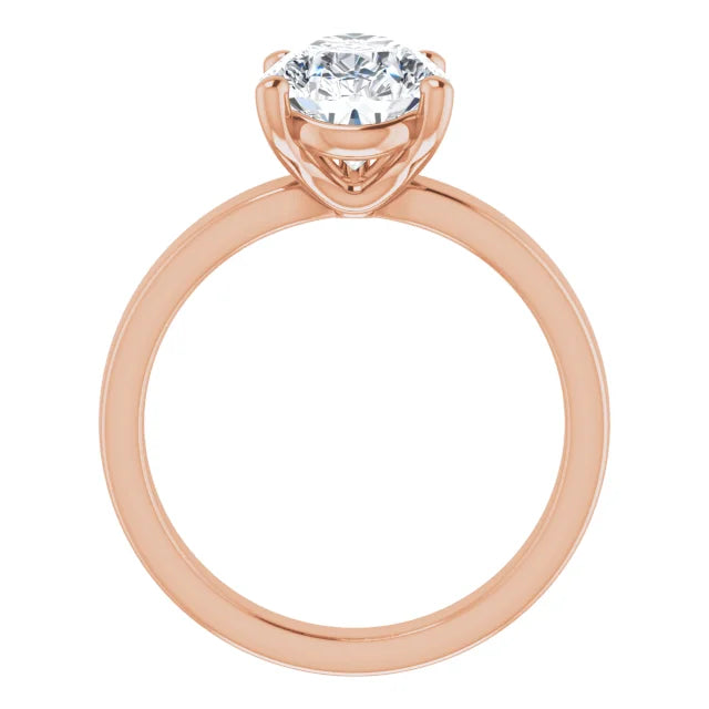 Pear Cut Solitaire Engagement Ring in rose gold side profile