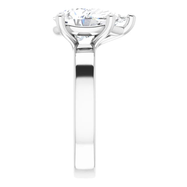 Pear Cut Solitaire Engagement Ring in white gold side view