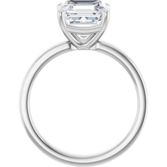 Asscher Cut Diamond Solitaire Engagement Ring in white gold side profile