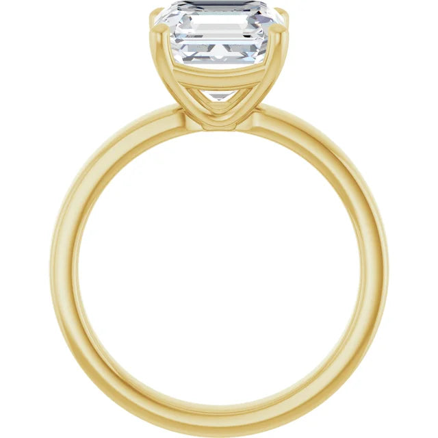 Asscher Cut Diamond Solitaire Engagement Ring in yellow gold side profile