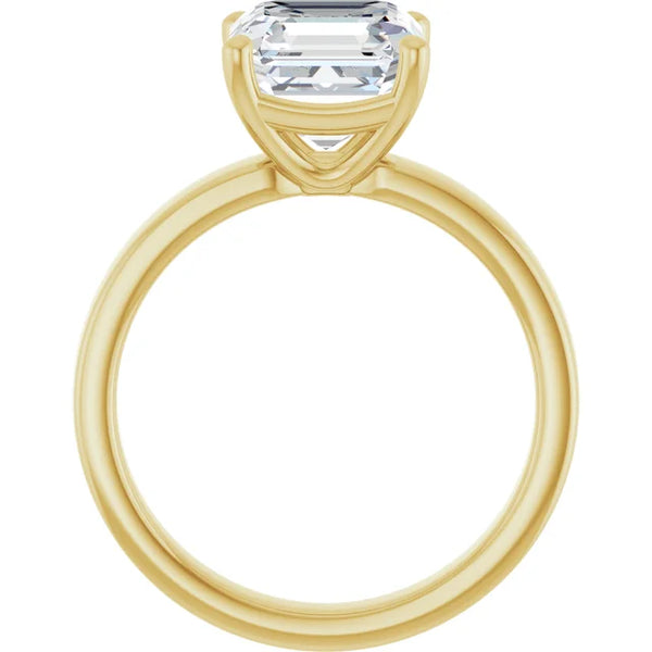Asscher Cut Diamond Solitaire Engagement Ring in yellow gold side profile