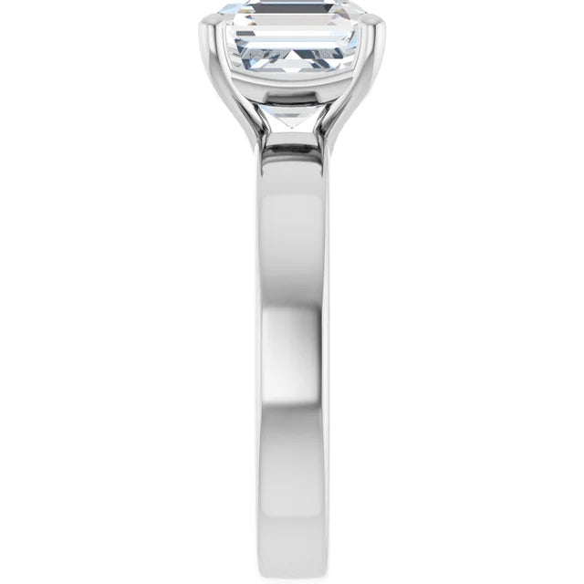 Asscher Cut Diamond Solitaire Engagement Ring in white gold side view