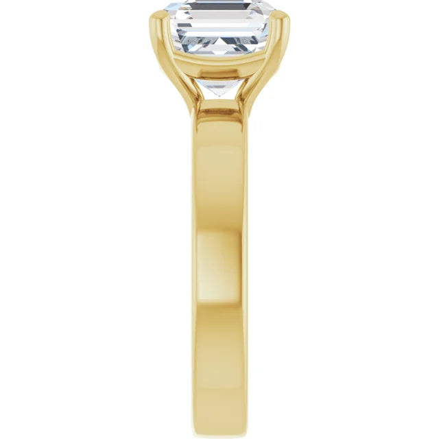 Asscher Cut Diamond Solitaire Engagement Ring in yellow gold side view