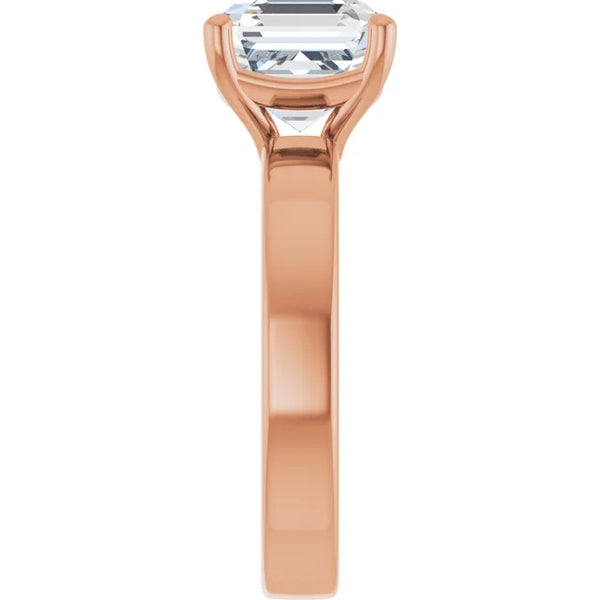 Asscher Cut Diamond Solitaire Engagement Ring in rose gold side view