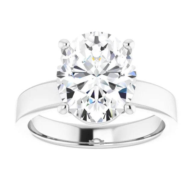 Oval Cut Diamond Solitaire Engagement Ring in white gold top view