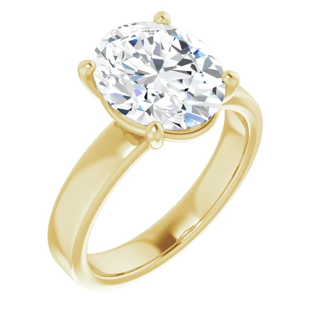 Oval cut diamond solitaire engagement ring in yellow gold