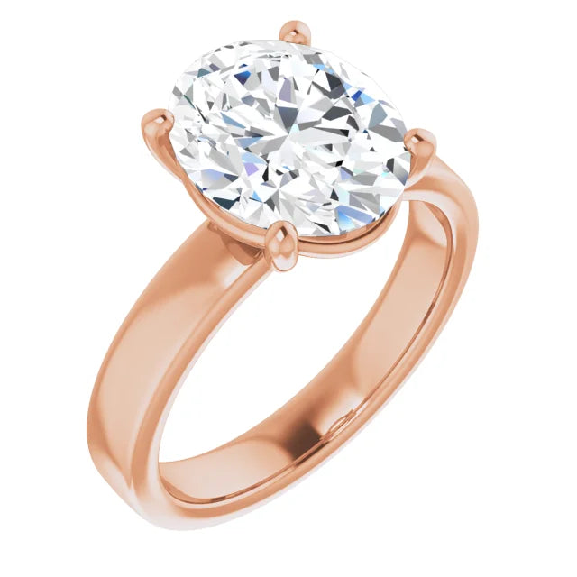 Oval Cut Diamond Solitaire Engagement Ring in rose gold