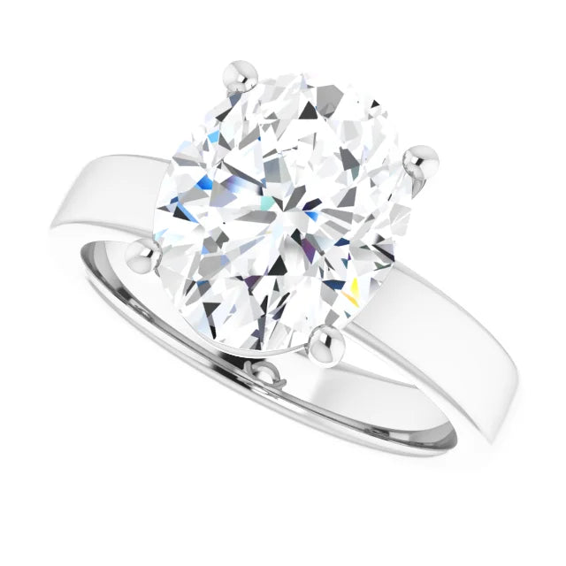 Oval cut diamond solitaire engagement ring in white gold