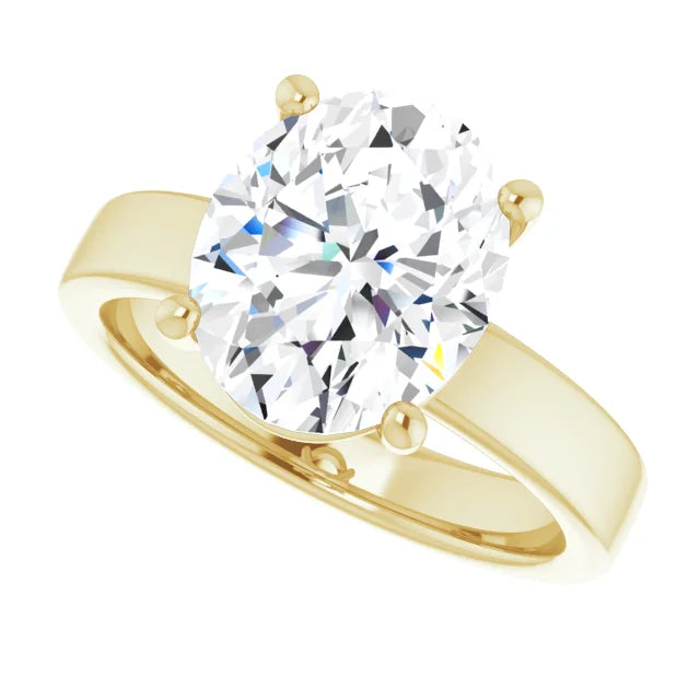 Oval Cut Diamond Solitaire Engagement Ring in yellow gold