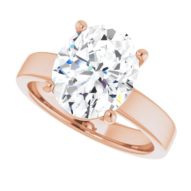 Oval Cut Diamond Solitaire Engagement Ring in rose gold