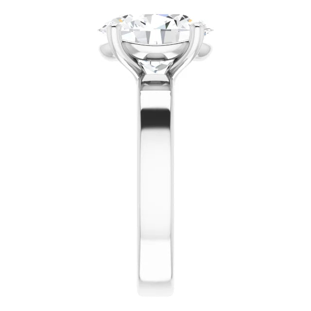 Oval Cut Diamond Solitaire Engagement Ring in white gold side view