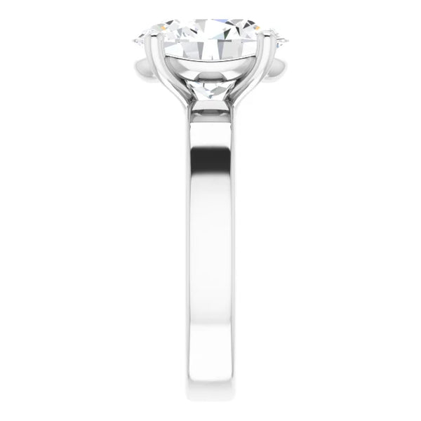 Oval Cut Diamond Solitaire Engagement Ring in white gold side view