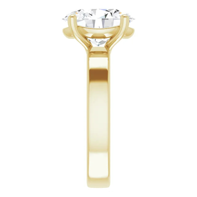 Oval Cut Diamond Solitaire Engagement Ring in yellow gold side view