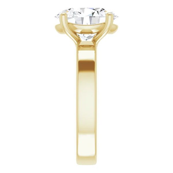 Oval Cut Diamond Solitaire Engagement Ring in yellow gold side view