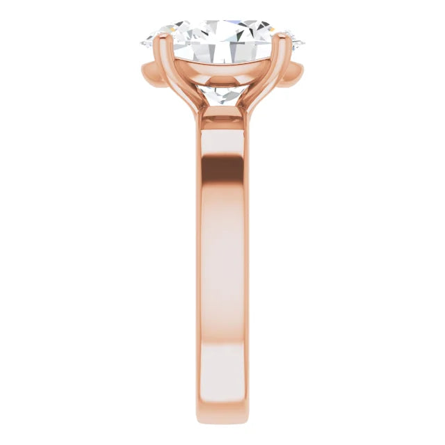 Oval Cut Diamond Solitaire Engagement Ring in rose gold side view