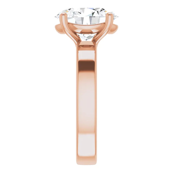 Oval Cut Diamond Solitaire Engagement Ring in rose gold side view